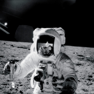 Astronaut Alan Bean holding Sample Container - Apollo Moon Mission