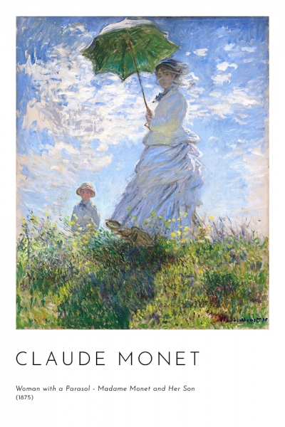 Claude Monet - Woman with a Parasol - Madame Monet and Her Son Variante 1 | 20x30 cm | Premium-Papier