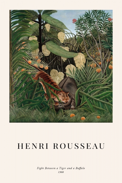 Henri Rousseau - Fight between a Tiger and a Buffalo Variante 1 | 30x45 cm | Premium-Papier