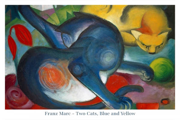 Franz Marc - Two Cats, Blue and Yellow Variante 1 | 13x18 cm | Premium-Papier