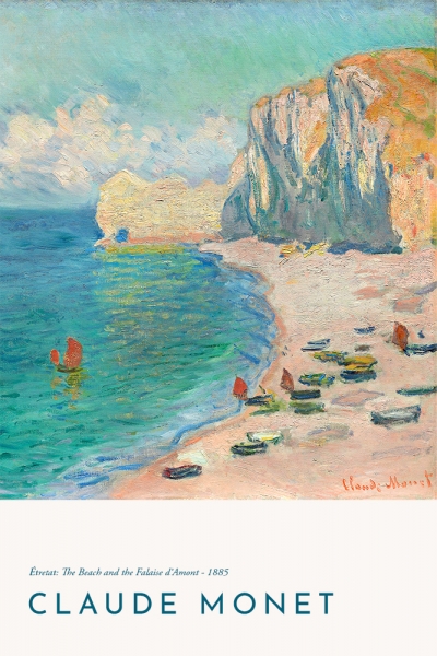 Claude Monet - Étretat: The Beach and the Falaise d'Amont Variante 1 | 60x90 cm | Premium-Papier wasserfest