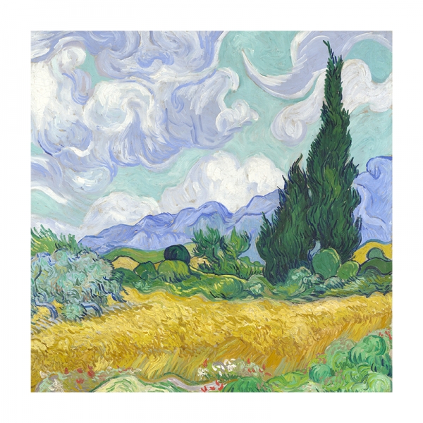 Vincent van Gogh - Wheat Field with Cypresses Variante 1 | 40x40 cm | Premium-Papier
