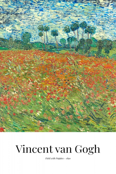 Vincent van Gogh - Field with Poppies Variante 1 | 60x90 cm | Premium-Papier wasserfest