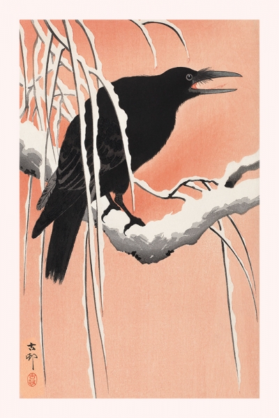 Ohara Koson - Crow on Snowy Branch Variante 1 | 13x18 cm | Premium-Papier