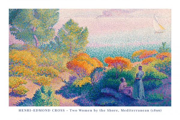Henri-Edmond Cross - Two Women by the Shore, Mediterranean Variante 1 | 13x18 cm | Premium-Papier