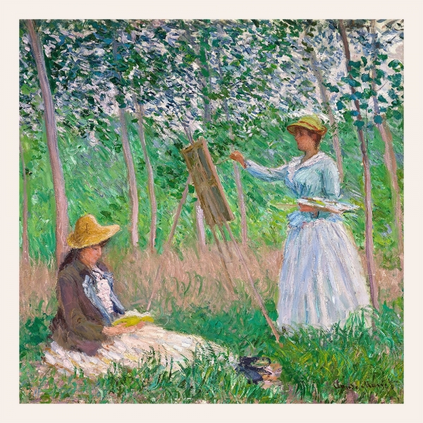 Claude Monet - In the Woods at Giverny: Blanche Hoschedé at Her Easel with Suzanne Hoschedé Reading 