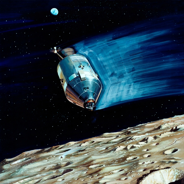 Rendered Image of Lunar Satellite Being Ejected into Lunar Orbit During the Apollo 15 Mission Variante 1 | 60x60 cm | Premium-Papier
