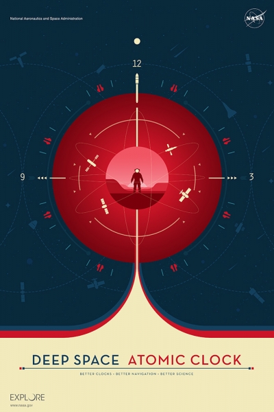 Deep Space Atomic Clock Poster - Red Version, Credit: NASA/JPL-Caltech 