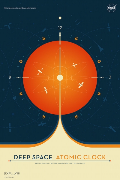Deep Space Atomic Clock Poster - Orange Version, Credit: NASA/JPL-Caltech 