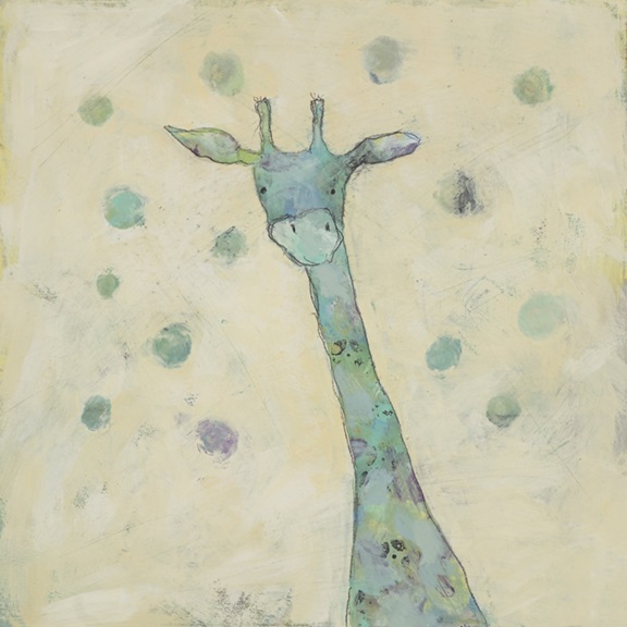 Teal & Beige Giraffe Variante 1 | 40x40 cm | Premium-Papier
